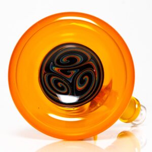 Shop Ill Glass - Custom Mini Beaker - Transparent Orange w/ Rainbow Linework in australian