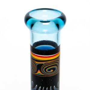 Shop Ill Glass - Custom Mini Beaker - Transparent Blue w/ Rainbow Linework in australian