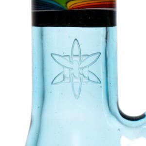 Shop Ill Glass - Custom Mini Beaker - Transparent Blue w/ Rainbow Linework in australian