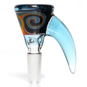 Shop Ill Glass - Custom Mini Beaker - Transparent Blue w/ Rainbow Linework in australian