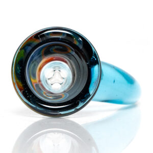 Shop Ill Glass - Custom Mini Beaker - Transparent Blue w/ Rainbow Linework in australian