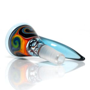 Shop Ill Glass - Custom Mini Beaker - Transparent Blue w/ Rainbow Linework in australian