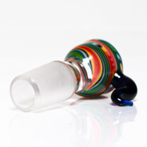 Shop K2 Glass - Worked Snap Slide - 14mm - Fire & Earth Wag w/ Cobalt Horn in australian