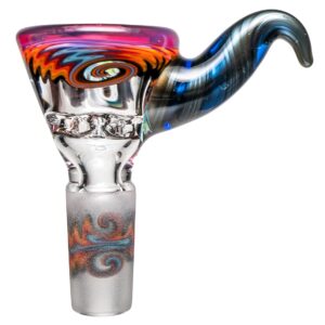 Shop Kevin Howell - Martini Slide w/ Worked Joint - 4 Hole - 14mm - Bipolar w/ Silver & Blue in australian