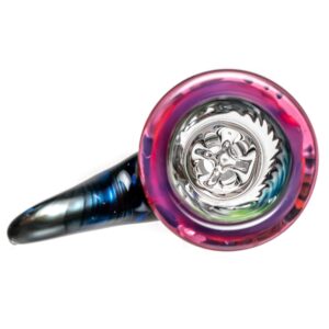 Shop Kevin Howell - Martini Slide w/ Worked Joint - 4 Hole - 14mm - Bipolar w/ Silver & Blue in australian