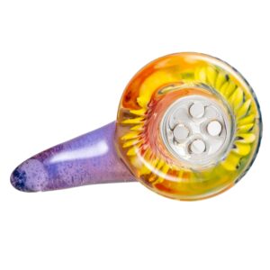 Shop Kevin Howell - Martini Slide - 4 Hole - 18mm - Lemon Drop & Fruit Stripe Linework w/ Pink Slyme in australian