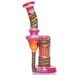 Shop Leisure - Worked Pillar Recycler - Yellow Orange Elvis w/ Fire & Ice Retti in australian