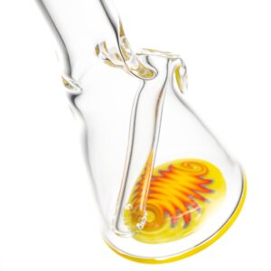 Shop Nes Glass - Mini Tube - Reversal Bottom - Chartreuse w/ Fire Wag in australian