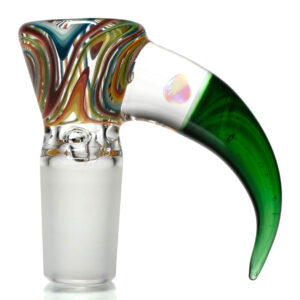 Shop Unity Glassworks - 3 Hole Worked Opal Horn Slide - 14mm - Clear Rainbow & Exp. Green in australian