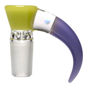 Shop Unity Glassworks - 3 Hole Opal Horn Slide - 14mm - CFL Yoshi & Purple Satin in australian