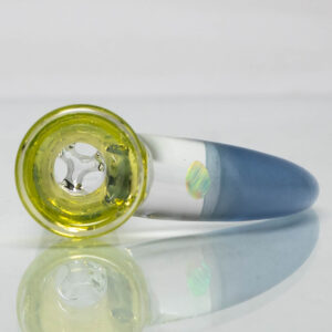 Shop Unity Glassworks - 3 Hole Opal Horn Slide - 14mm - CFL Sunset Slyme & Blue Satin in australian