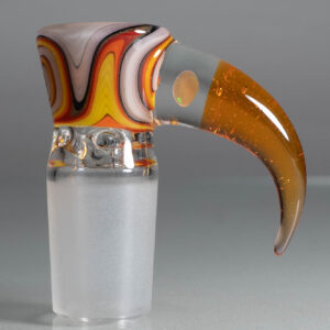 Shop Unity Glassworks - 4 Hole Worked Opal Horn Slide - 18mm - White Fire & CFL Terps in australian