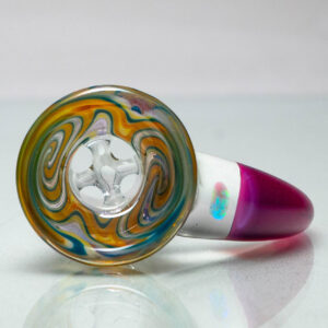 Shop Unity Glassworks - 4 Hole Worked Opal Horn Slide - 18mm - Yellow Blue & Stargazer in australian