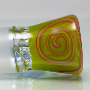Shop Unity Glassworks - 4 Hole Worked Opal Horn Slide - 18mm - Watermelon & Blue Satin in australian