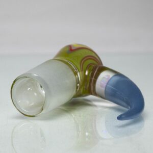 Shop Unity Glassworks - 4 Hole Worked Opal Horn Slide - 18mm - Watermelon & Blue Satin in australian