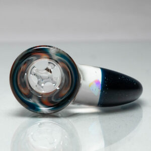 Shop Unity Glassworks - 4 Hole Worked Opal Horn Slide - 18mm - Fire Ice & Blue Stardust in australian