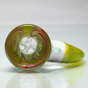 Shop Unity Glassworks - 4 Hole Worked Opal Horn Slide - 18mm - Watermelon & SS. Slyme in australian