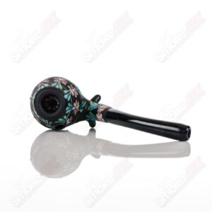 Shop Sand-blasted Black Sherlock W/ Purple Flowers by Sarita Glass in australian
