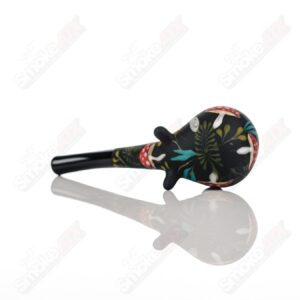 Shop Sand- Blasted Black Sherlock W/ Mushroom Botanical Motif by Sarita Glass in australian