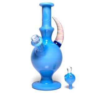 Shop Brando - 10mm Half Blasted Ball Rig - Milky Blue w/ Cobalt - Fume Cluster Millie in australian
