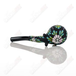 Shop Sandb-lasted Black Sherlock W/ Purple Flowers by Sarita Glass in australian
