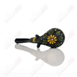 Shop Sand-blasted Black Sherlock W/ Yellow Flowers by Sarita Glass in australian
