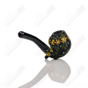 Shop Sand-blasted Black Sherlock W/ Yellow Flowers by Sarita Glass in australian