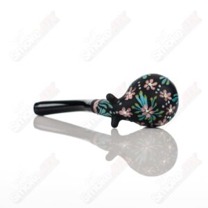 Shop Sand-blasted Black Sherlock W/ Purple Flowers by Sarita Glass in australian