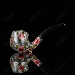 Shop Clear Dichro Glass Sherlock W/ Pink Flowers by Sarita Glass in australian