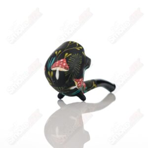 Shop Sand- Blasted Black Sherlock W/ Mushroom Botanical Motif by Sarita Glass in australian