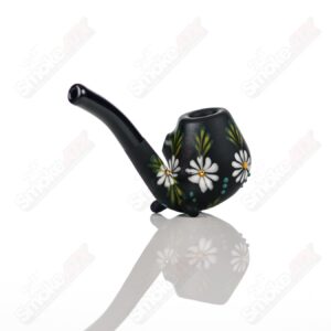 Shop Sand-blasted Black Sherlock W/ White Flowers by Sarita Glass in australian