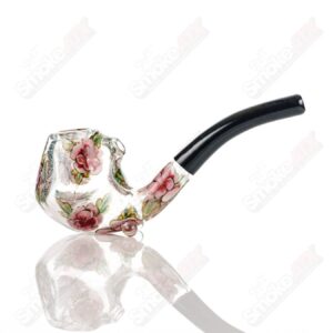 Shop Clear Dichro Glass Sherlock W/ Pink Flowers by Sarita Glass in australian