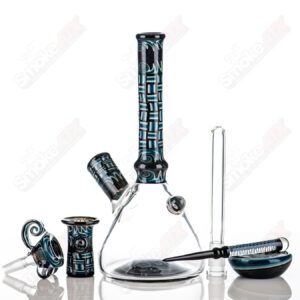 Shop Blue Patchwork Mini Beaker Set by Dale Sommers Glass in australian