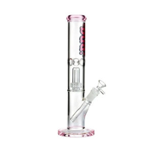 Shop Bud Straight Tube Matrix Percolator Bong 35cm - Pink in australian