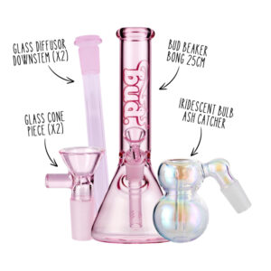 Shop Pink Bud Beaker Bong Bundle - Medium in australian