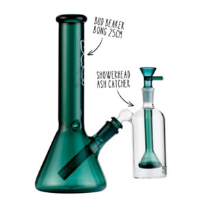 Shop Teal Bud Beaker Bong 25cm Bundle - Small in australian